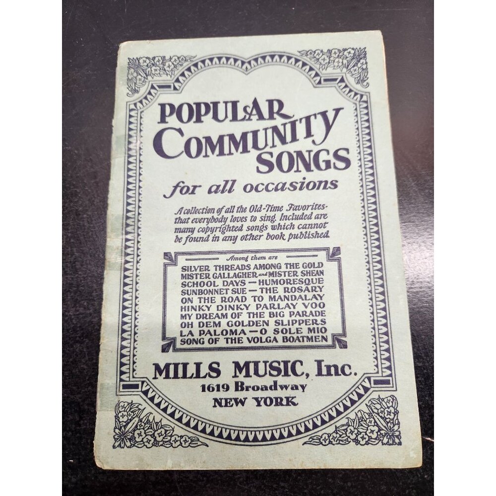 Popular Community Songs Sheet Music Book By Mills Music‎ Inc. approx. 1924